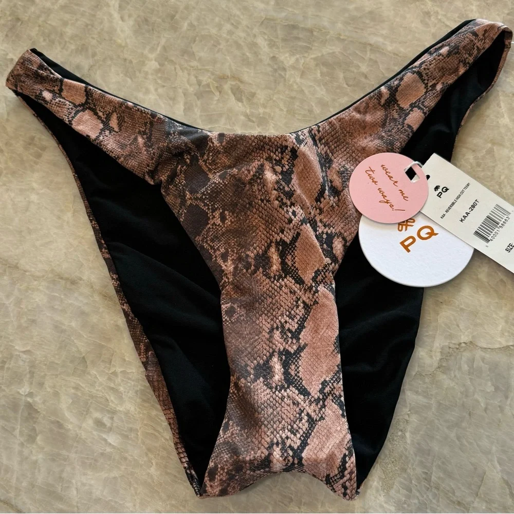 New Pilyq PQ Swim Kaa/Midnight Reversible‎ High Cut Bikini Bottom - Picture 4 of 8